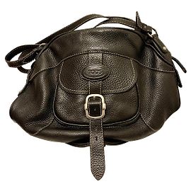 Borsa a spalla Tod's grande a grana nera Nero