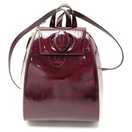 NEW CARTIER HAPPY BIRTHDAY BACKPACK BOLSO MOCHILA DE CHAROL BURDEOS Burdeos