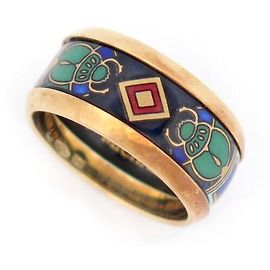Autre Marque BAGUE MICHAELA FREY FREYWILLE MISS SCARABEE EGYPTE T55 EN EMAIL OR 18K RING Doré