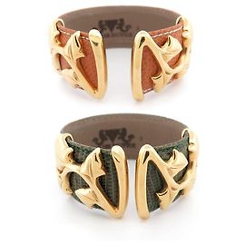 VAN DER BAUWEDE BRACELET IVY GOLD-PLATED CUFF + 2 LIZARD LEATHER TIES Golden