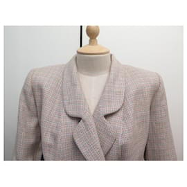 Chanel-VINTAGE CHANEL SUIT JACKET BUTTONS LOGO CC M 38 TWEED WOOL JACKET-Multiple colors