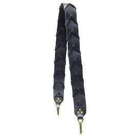 NINE JEROME DREYFUSS BRAIDED SHORT HANDLE IN BLACK COWHIDE LEATHER BRASS STRAP Black