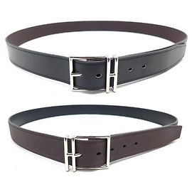 Hermès NUEVO CINTURÓN HERMES NATHAN 105 CM EN CINTURÓN REVERSIBLE DE CUERO NEGRO Y MARRÓN Otro