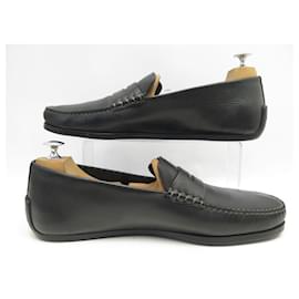 JM Weston-JM WESTON BRETT SHOES 670 Church´s Loafers 10D 44 BLACK LEATHER SHOES-Black