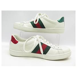 Gucci-GUCCI ACE BEE EMBROIDERED sneakers SHOES 429446 7.5 IT 42.5 EN LEATHER SHOES-White