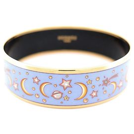 Hermès PULSEIRA HERMES IMPRESSA LUA DE ESTRELAS GRANDE ESMALTE AZUL E AZUL DOURADO Azul