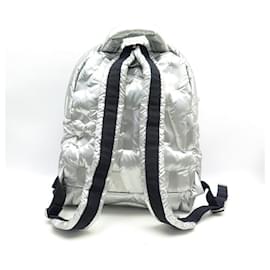 Chanel-NEW CHANEL COCO NEIGE LOGO BACKPACK NYLON SILVER BACKPACK BAG-Silvery