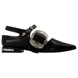 Toga Pulla-Flache Schuhe aus schwarzem Leder-Schwarz