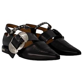 Toga Pulla-Flat Shoes in Black Leather-Black