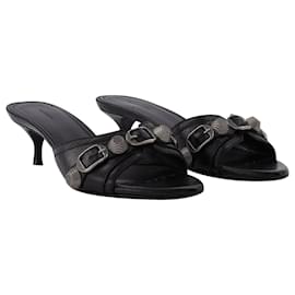 Balenciaga-Cagole Sandal M50   in black leather-Black