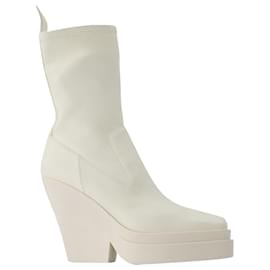 Autre Marque-Texanische Stiefel aus weißem Kunstleder-Weiß