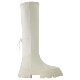 Autre Marque-Tubular Boots in White Leather-White