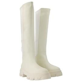 Autre Marque-Tubular Boots in White Leather-White