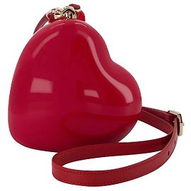 Simone Rocha Pulseira de micro coração com pulseira de couro/contas Vermelho