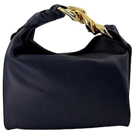 JW Anderson-Small Chain Hobo Bag in Blue Leather-Blue
