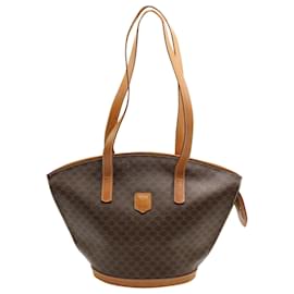 Céline-Celine  Macadam Shoulder Tote Bag in Brown Leather-Brown