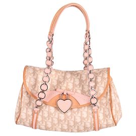 Bolsa Dior Romantique Trotter Monogram com aba em couro rosa Rosa