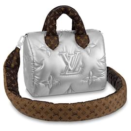 Louis Vuitton-LV Speedy silver nylon-Silvery