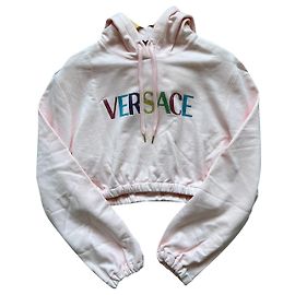Versace Crop Top Pink Cotton Size M Pink