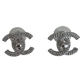 Chanel CC Ohrringe Silberfarben Metall Silber