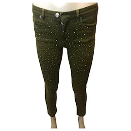 Vaqueros pitillo con strass de Pinko Caqui