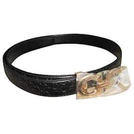 Salvatore Ferragamo-Gancini belt by Ferragamo new condition-Black