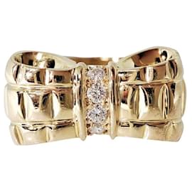Dior-*Dior Ribbon Diamond Ring Vintage YG-Golden