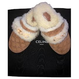 Céline Mules Triomphe Beige
