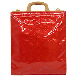 Louis Vuitton-LOUIS VUITTON Vernis Stanton Tote Bag Red M91078 LV Auth ki2309-Red