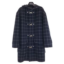 *Versace Medusa check pattern duffle coat Navy blue