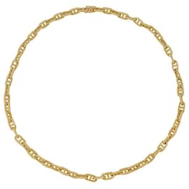 inconnue-Yellow gold necklace, navy mesh.-Other