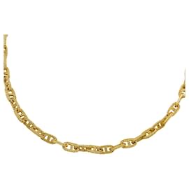 inconnue-Yellow gold necklace, navy mesh.-Other