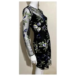 Diane Von Furstenberg-Kleid aus DvF-Spitze mit Blumenmuster-Schwarz,Mehrfarben