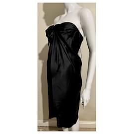 Halston Heritage-Strapless silk dress from hammered silk-Black