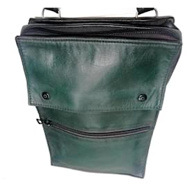 Longchamp-Shoulder bag / shoulder bag LONGCHAMP green and black leather original product-Black