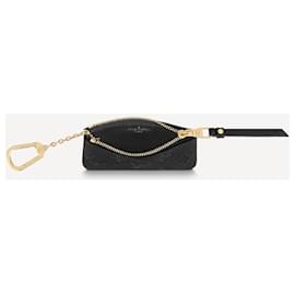 Louis Vuitton-LV porta-chaves em couro preto-Preto