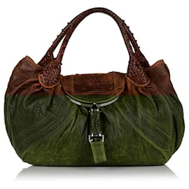 Fendi-Fendi Brown Spy Leather Hobo Bag-Brown