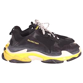 Balenciaga-Balenciaga Triple S Sneakers in Black Yellow Polyester-Black