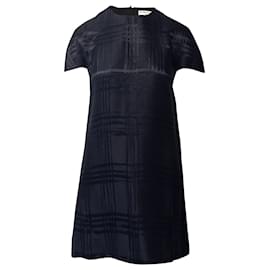 Balenciaga-Balenciaga Plaid Tonal Mini Dress in Black Silk-Black