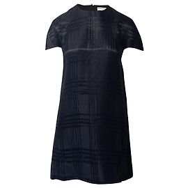 Balenciaga Plaid Tonal Minikleid aus schwarzer Seide Schwarz