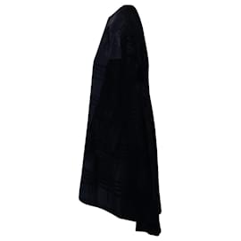 Balenciaga-Balenciaga Mini-robe à carreaux ton sur ton en soie noire-Noir