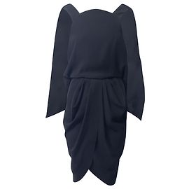 Balenciaga Robe Cape Drapée Dos Bas en Polyester Noir Noir