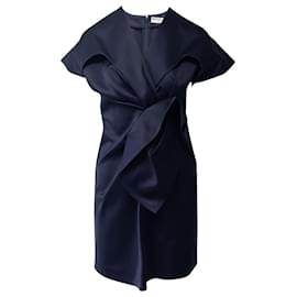Balenciaga-Balenciaga Duchess Satin Draped Dress in Blue Polyester-Blue