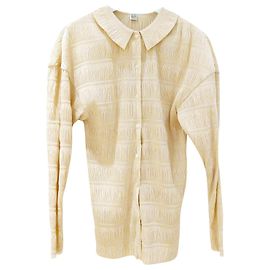 Totême Toteme Schlanke Crinkle-Bluse Creme