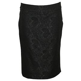 Calvin Klein Schwarzer Paisley-Bleistiftrock Schwarz
