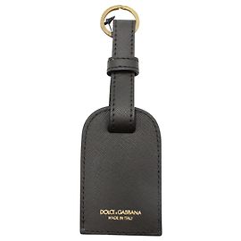 Dolce & Gabbana Leather Black Key Chain Black