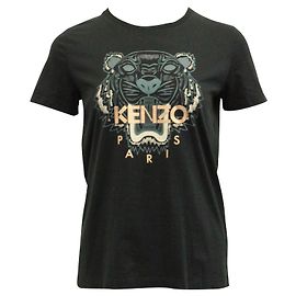 Kenzo Camiseta preta com estampa superior Preto