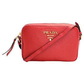 Prada-Bandoliera Saffiano Red Leather Cross Body Bag-Red
