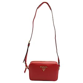 Prada-Bandoliera Saffiano Red Leather Cross Body Bag-Red