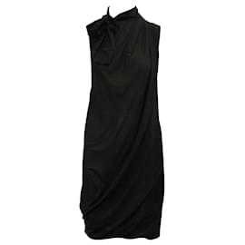 Balenciaga-Robe en Soie Noire avec Liens-Noir